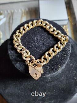 9ct gold Vintage padlock bracelet 22.04g 20.5cm When Closed