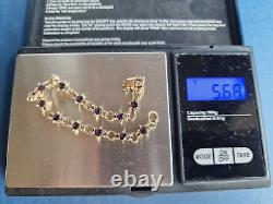 9ct gold amethyst bracelet (5,6g)