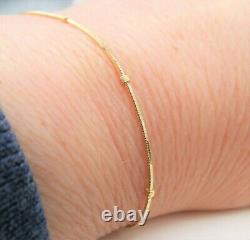 9ct gold ankle bracelet 10 inch snake chain square bead 9 carat gold hallmarked