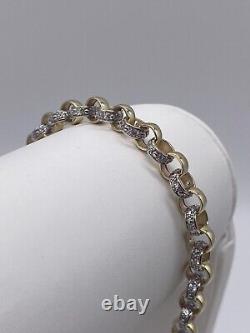 9ct gold baby/kids 6mm CZ belcher bracelet 6 inches