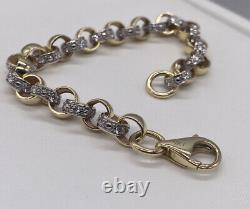 9ct gold baby/kids 6mm CZ belcher bracelet 6 inches