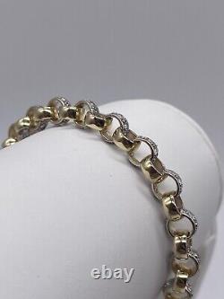 9ct gold baby/kids 6mm CZ belcher bracelet 6 inches