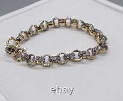 9ct gold baby/kids 6mm CZ belcher bracelet 6 inches