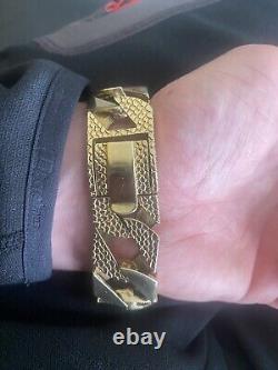 9ct gold bark effect Big Chunky Curb Bracelet