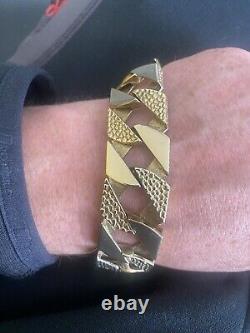 9ct gold bark effect Big Chunky Curb Bracelet