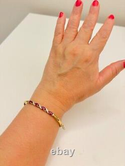 9ct gold diamond & ruby crossover hinged bangle 6 cm wide 4.6 g hallmark
