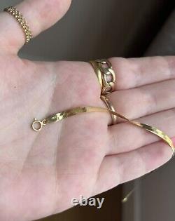 9ct gold flat shiny herringbone bracelet 7 new