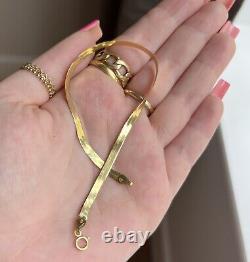 9ct gold flat shiny herringbone bracelet 7 new