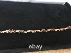 9ct gold plated genuine RUBY & DIAMOND tennis bracelet