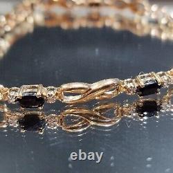 9ct gold sapphire and single-cut diamond bracelet