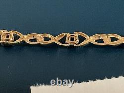 9ct gold sapphire & diamond bracelet 6 Grams 8 inch not scrap (R110)