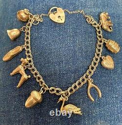 9ct gold vintage charm bracelet