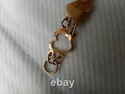 9ct heart gold bracelet, 7.5'' length, 3.71 grams, 10mm width, used in new box