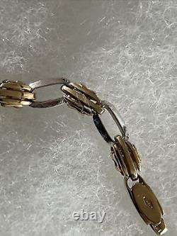 9ct rectangle Link Bracelet Hallmarked yellow and white gold 11.11g, 8 long