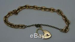 9ct rose gold anchor chain link bracelet with Victorian 15ct padlock 12 g