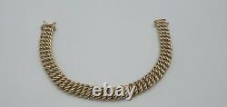 9ct solid gold UnoAErre double curb link chain bracelet mens women used 20.7 g