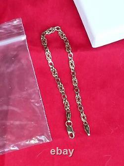 9ct solid gold bracelet, celtic knot curb, 7.25'' length, 4mm width, 3.91 grams