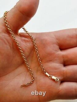 9ct solid gold dainty belcher link bracelet, Hallmarked, 2.8mm wide 7.5 inches