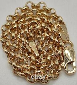 9ct solid gold dainty belcher link bracelet, Hallmarked, 2.8mm wide 7.5 inches