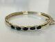 9ct Solid Gold With Sapphire & White Stone Bangle 8.30g