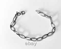 9ct white gold Hallmarked Hollow Link Bracelet 7.25 inches