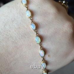 9ct yellow Gold Braided edge link Opal Multi-stone Bracelet