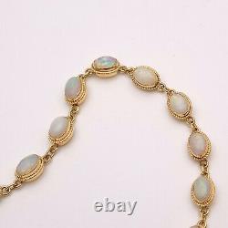 9ct yellow Gold Braided edge link Opal Multi-stone Bracelet