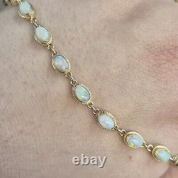 9ct yellow Gold Braided edge link Opal Multi-stone Bracelet