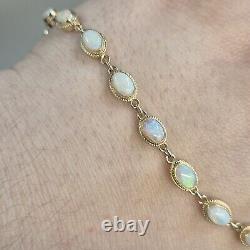 9ct yellow Gold Braided edge link Opal Multi-stone Bracelet