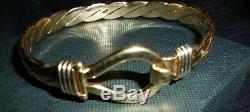9ct yellow gold 33g+ solid Gucci style hook loop bangle bracelet torque