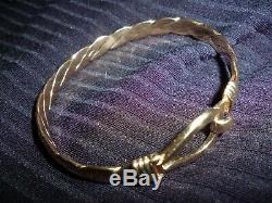 9ct yellow gold 33g+ solid Gucci style hook loop bangle bracelet torque