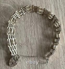 9ct yellow gold 5 bar twisted gate bracelet with padlock 5g 6.5