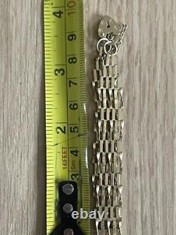 9ct yellow gold 5 bar twisted gate bracelet with padlock 5g 6.5