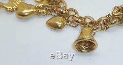 9ct yellow gold 7.5 belcher charm bracelet with large bolt clasp stamped 375