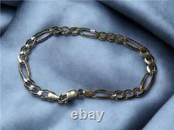 9ct yellow gold Figaro bracelet 4.5g (sh23025b)