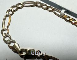9ct yellow gold Figaro bracelet 4.5g (sh23025b)