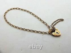 9ct yellow gold Padlock bracelet chain English hallmarks 9k 375