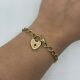 9ct Yellow Gold Charm Bracelet With Love Heart Locket And Safety Chain 7.5 Inch