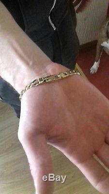 9ct yellow gold gents curb 8 & 1/2 bracelet