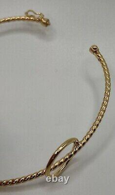 9ct yellow gold infinity hoop bangle halo woven style spiral twist bracelet