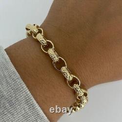 9ct yellow gold plain and patterned Belcher bracelet 23.2 grams 9 inches 8.5mm