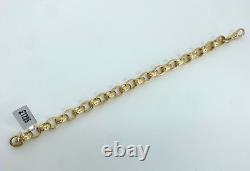 9ct yellow gold plain and patterned Belcher bracelet 23.2 grams 9 inches 8.5mm