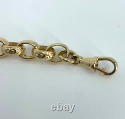 9ct yellow gold plain and patterned Belcher bracelet 23.2 grams 9 inches 8.5mm