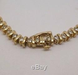 9ct yellow gold round cut forty three stone 2.00ct diamond tennis bracelet