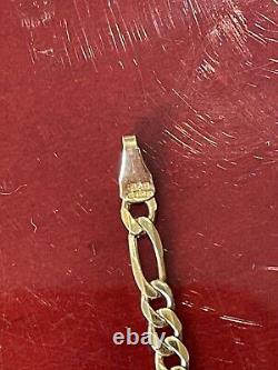 9ct yellow gold solid link figaro bracelet