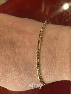 9ct yellow gold solid link figaro bracelet