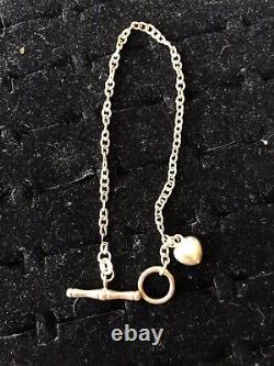 9ct yellow gold t bar and heart lariat bracelet