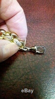9ct yellow gold unisex pattern and plain belcher bracelet. 18.2 grams