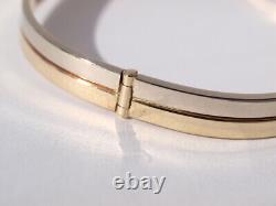 9ct yellow & white gold double band bangle hinged bracelet 9.30 grams