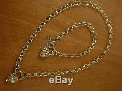 9k 9ct Solid Gold Engraved Belcher Necklace + Bracelet Set 8mm, 46cm 43.94g